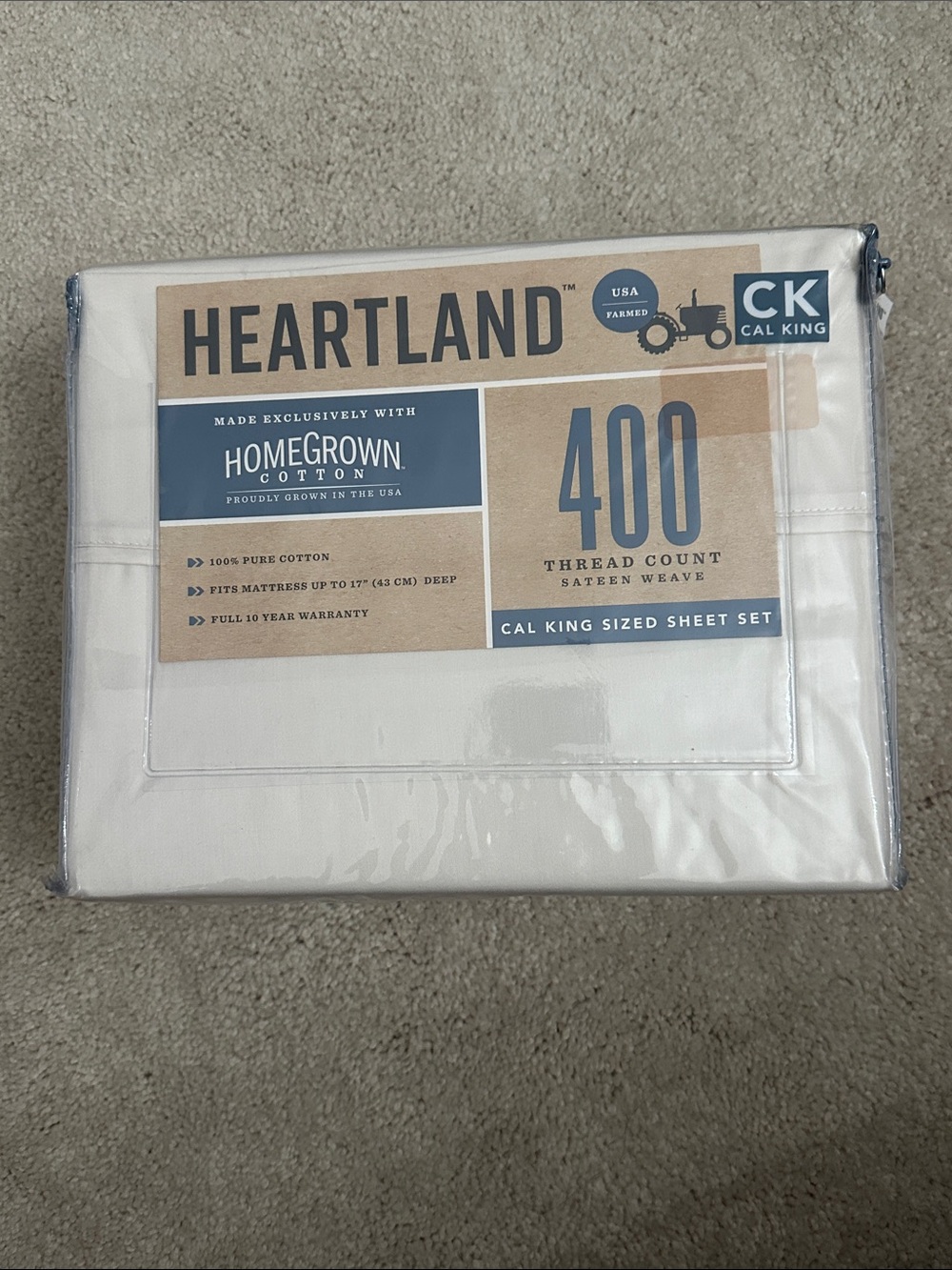 Heartland 400 Thread Count Cal King Sheet Set - White